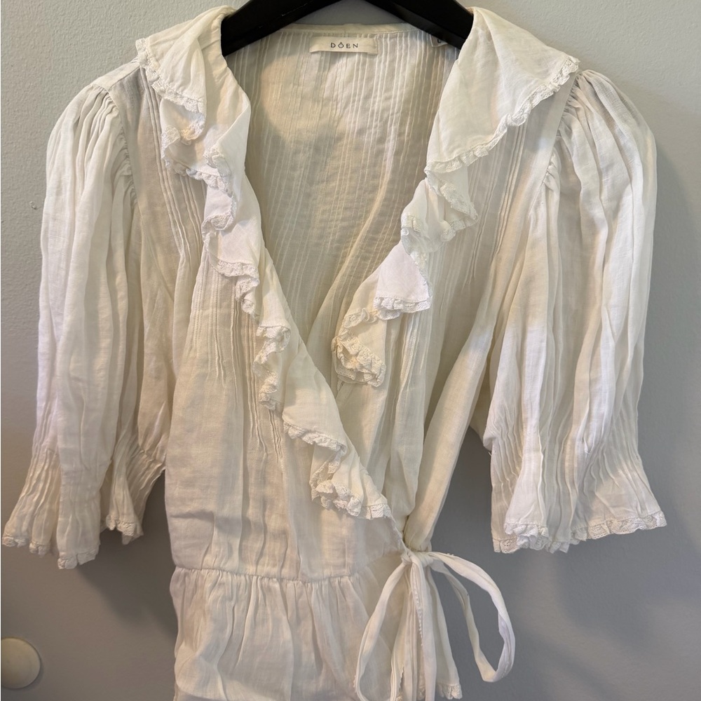 Doen Ivory Ruffle Wrap Blouse